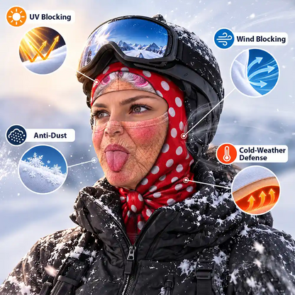 Winter Skiing Gag Gift For Bestie, Girl Group - Personalized 3D Realistic Funny Old Lady Face Balaclava Face Mask