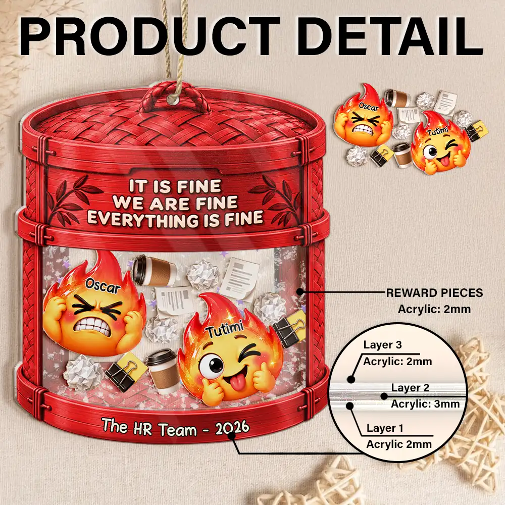 Everything Is Fine Squishy Dumpster Fire - Personalized 3-Layered Acrylic Shaker Ornament