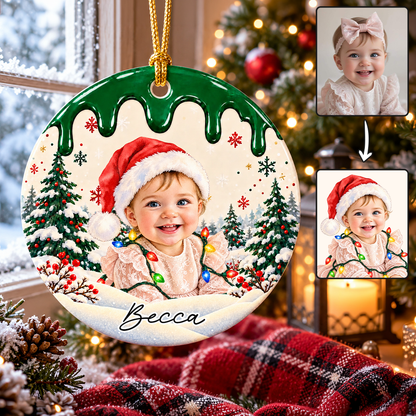 Custom Photo Christmas Portrait Gifts - Personalized Christmas Ornament - Little Hearts Full Of Joy