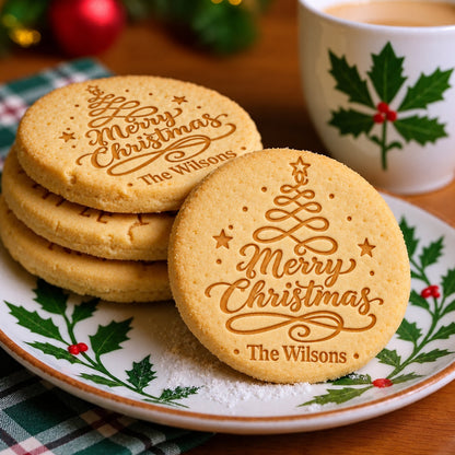 Personalized Family Name Merry Christmas With Christmas Tree Cookie Stamp - Holiday Baking Gift For Family HA75 919604