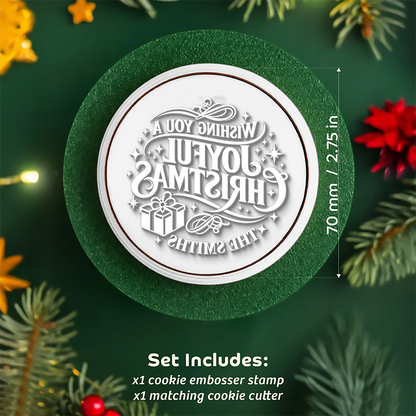 Custom Family Name Wishing You A Joyful Christmas Cookie Stamp HA75 919612
