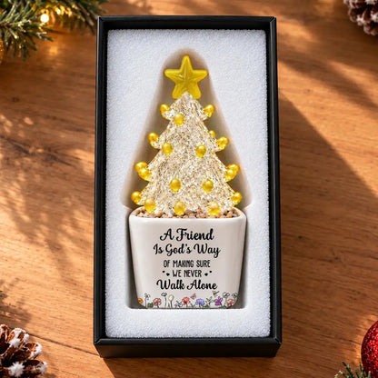 Christmas Gift For Best Friend - Personalized A Friend Is God's Way Of Making Sure We Never Walk Alone Stained Glass Christmas Tree