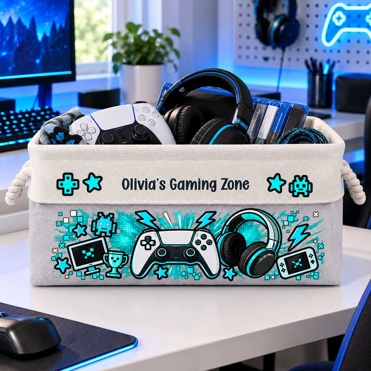 Gaming Gear Belongs Right Here - Personalized Storage Basket