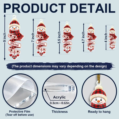 Christmas Gift For Kids Family Friends - Personalized Name Snowman Spiral Acrylic Ornament