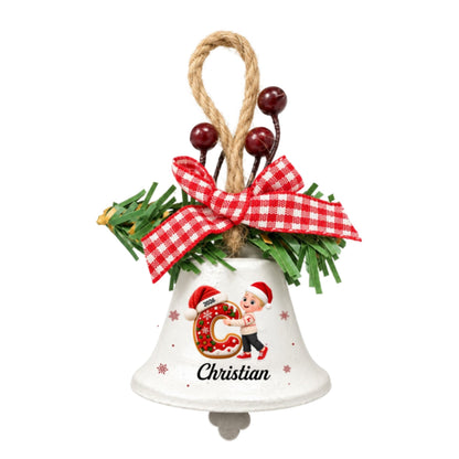 Family Initial Chorus - Personalized Metal Bell Ornament