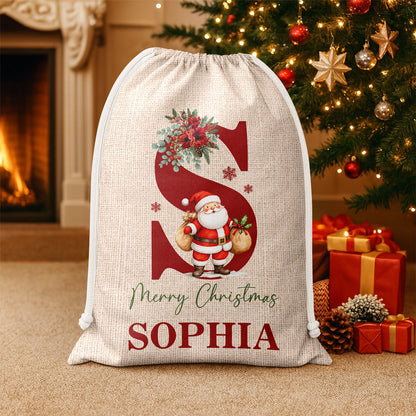 Custom Name Christmas Letter Christmas Sack, Personalized Holiday Gift Bag HO82 903920