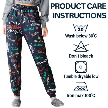 This Grandma Mommy Belongs To Kid Names - Personalized Pajama Pants