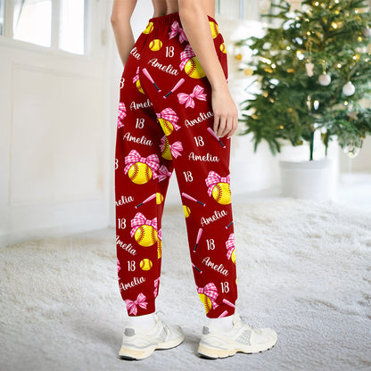 Personalized Coquette Bow Softball Sweatpants Gift For Her HA75 919482