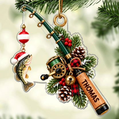 Fishing Rod Christmas 2D Flat - Personalized Acrylic Ornament - Christmas Gift For Fishing Lovers