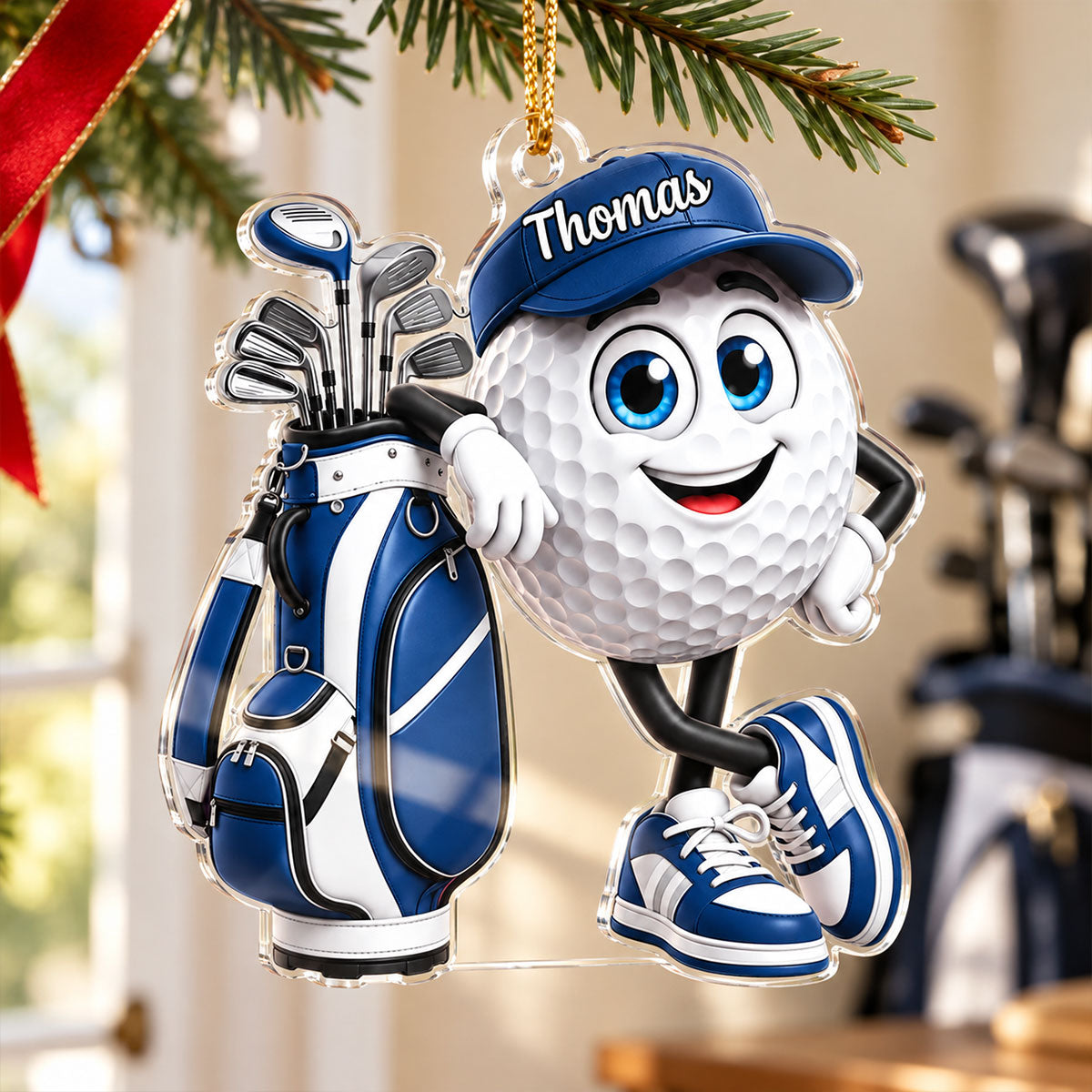 Golf Is My Happy Place - Personalized Acrylic Ornament - Christmas Gift for Husband, Son, Dad, Grandpa