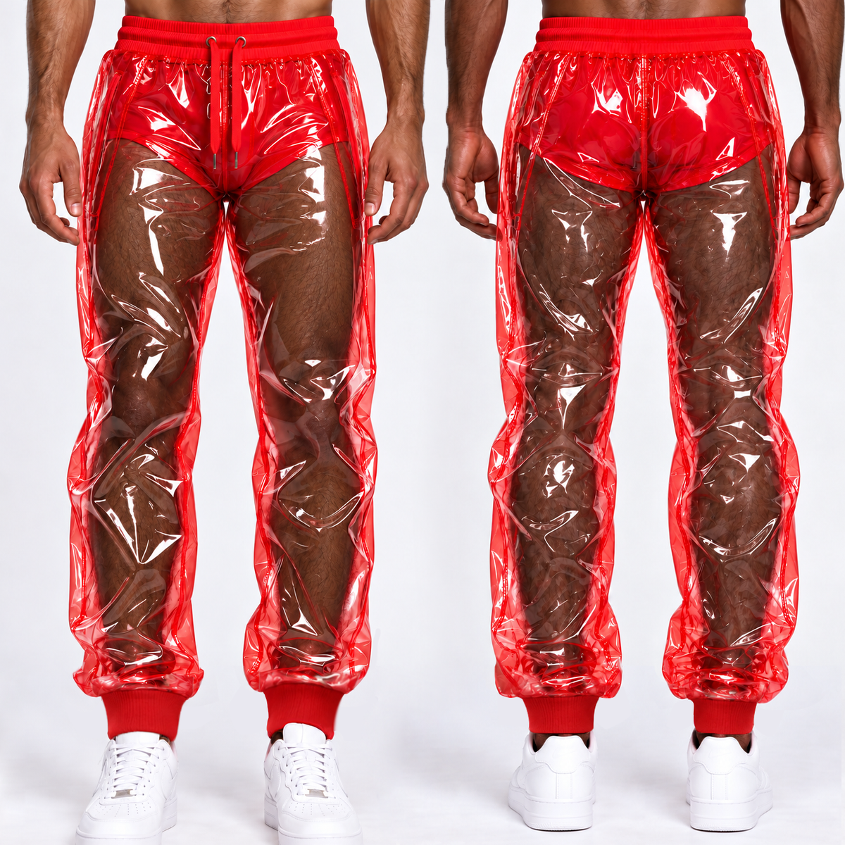 Personalized Funny Hairy Legs Men's Red See Through Sweatpants HO82 904136