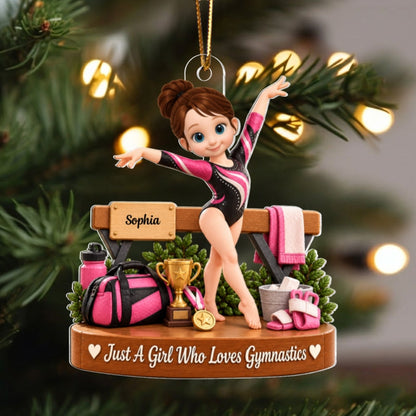 Just a Girl Who Loves Gymnastic - Personalized Acrylic Ornament - Christmas Gift for Daughter, Granddaughter, Niece
