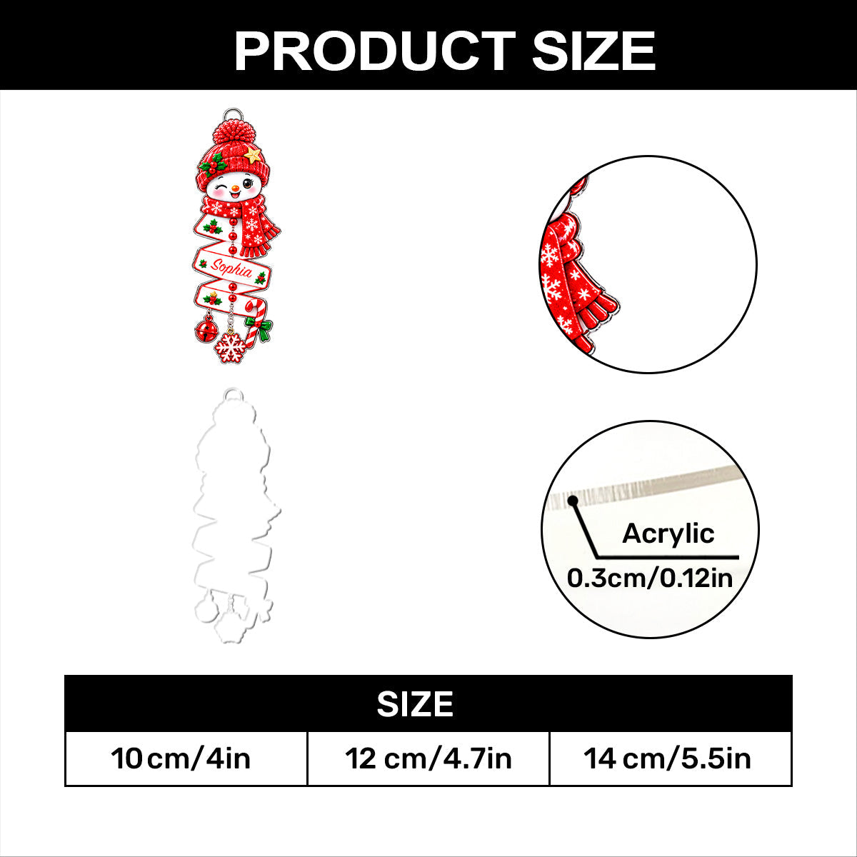 Snowman Spiral - Personalized 1-Layer Acrylic Ornament