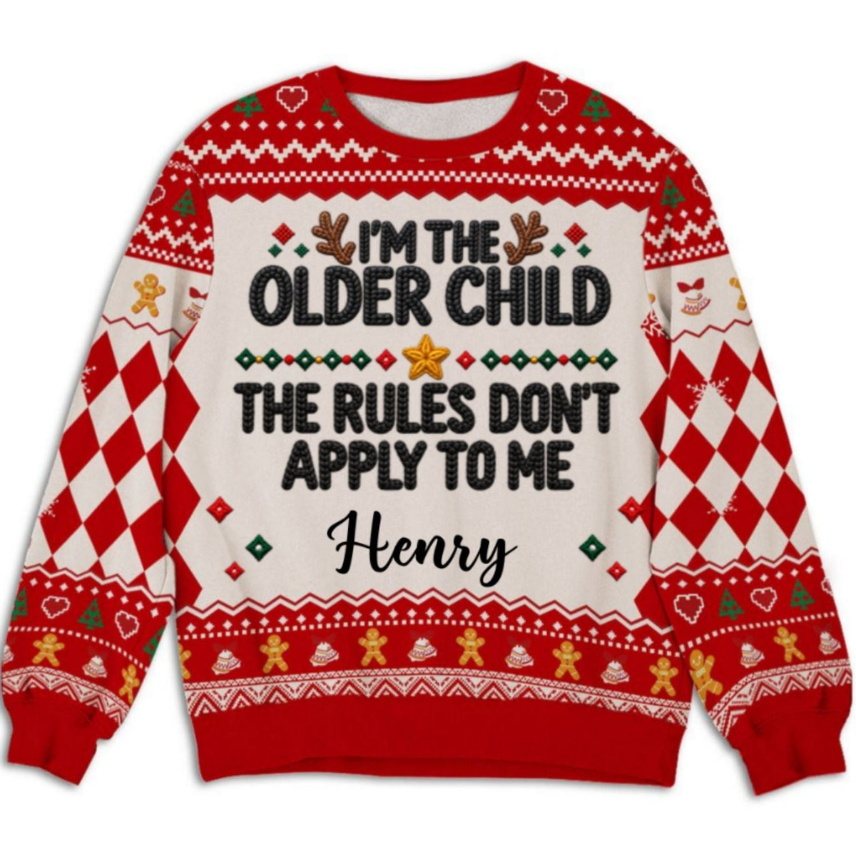 Custom Family Christmas Sweatshirt, Gift for Family Members • Family Rules - Personalized All-Over-Print Sweatshirt