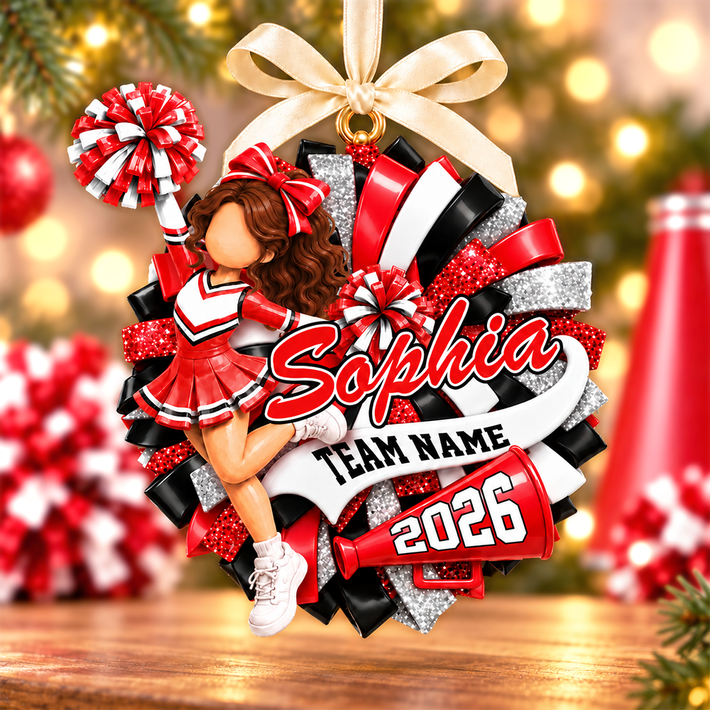 Custom Cheerleader Acrylic Ornament, Cheerleading Christmas, Cheer Team Gift L0411