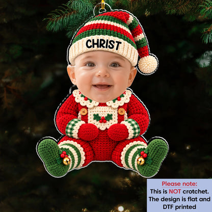 Custom Family Ornament, Christmas Gift for Family Members •  Cute Baby Elf - Personalized Acrylic Ornament