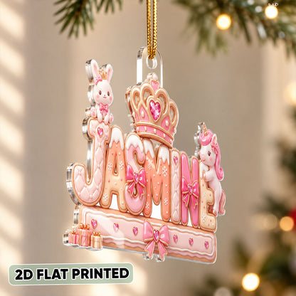 Custom Princess Unicorn Name - Personalized Acrylic Ornament - Christmas Gift for Daughter, Granddaughter, Niece