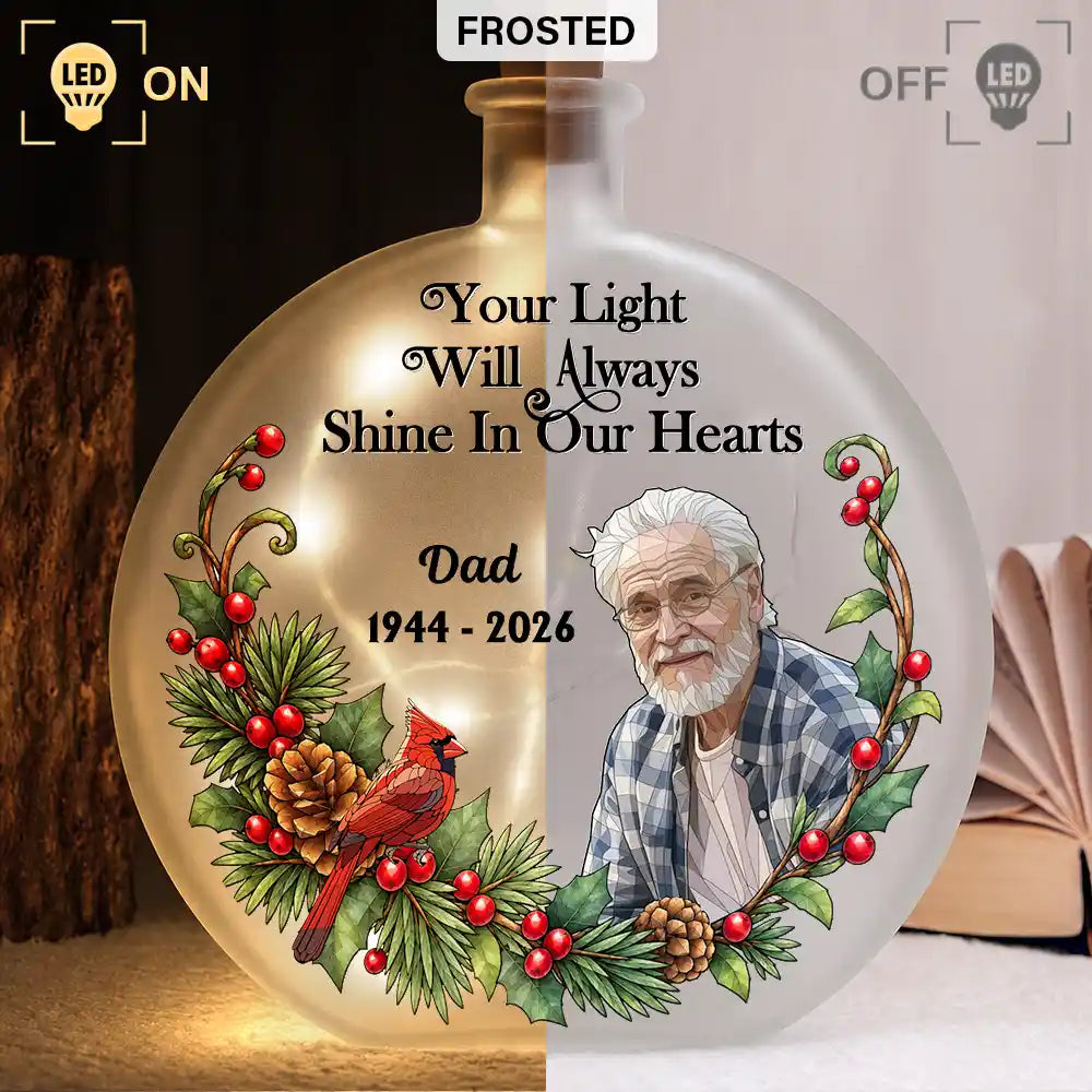 Memorial Sympathy Gifts - Personalized Custom Photo I'm Always With You Round Flat Bottle Light