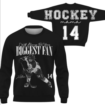 Personalized I'll Always Be Your Biggest Fan Shirt, Custom Player Photo & Number, Hockey Mom Gift for Game Day Na02