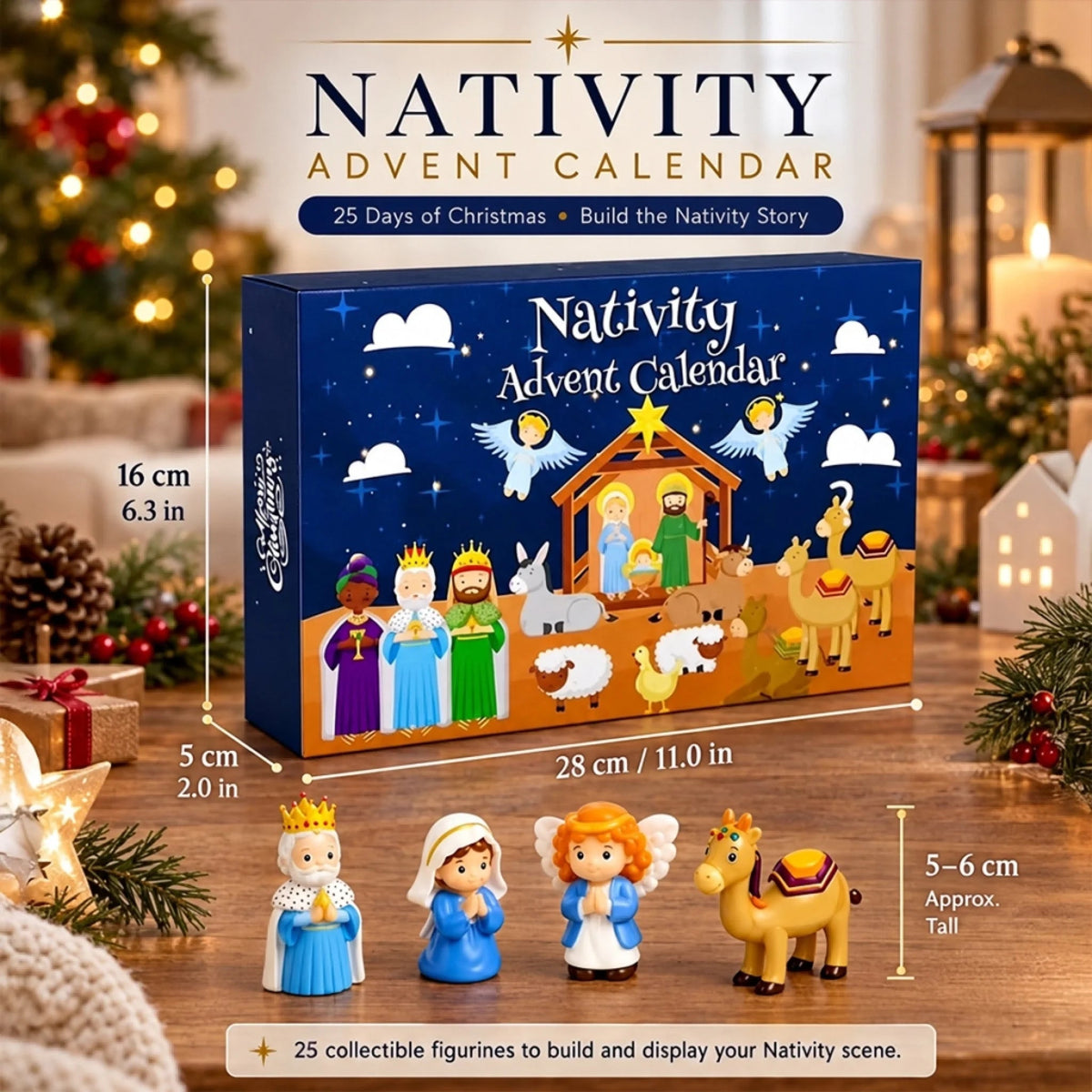 Christmas Nativity Advent Calendar - 24-Day Countdown Gift for Kids