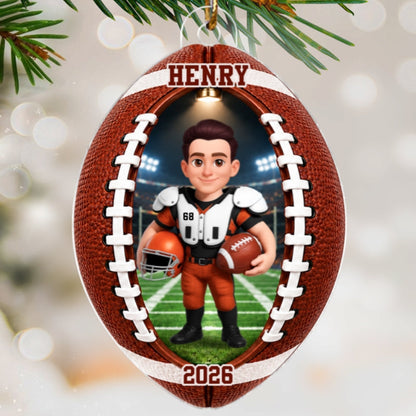 Football Boy Girl Design - Personalized Acrylic Ornament - Christmas Gift For Daughter, Son, Grandkids