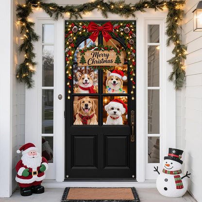 Custom Dog Photo Merry Christmas Home Decor Door Cover CH07 180622