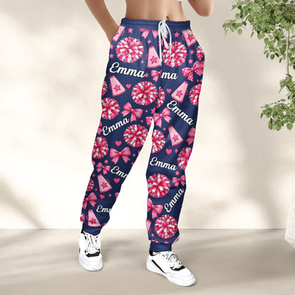 Coquette Bow Cheerleader Custom Name Gift For Cheerleader Girl - Personalized Lounge Pants