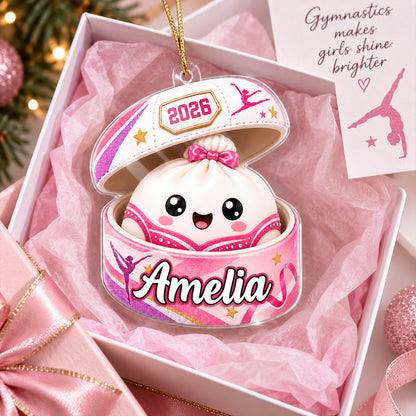 Custom Gymnastic Dumpling Squishy Style - Personalized Acrylic Ornament - Christmas Gift for Daughter, Granddaughter, Niece
