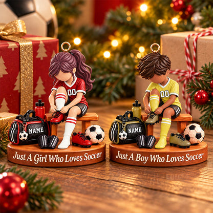 Personalized Soccer Player Ornament, Custom Name Soccer Player Gift