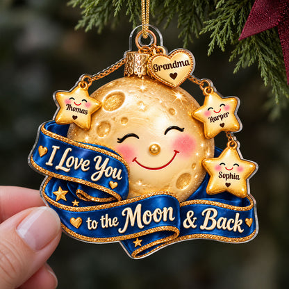 Grandma Grandkids Moon & Stars 2D Flat - Personalized Acrylic Ornament - Christmas Gift For Grandma