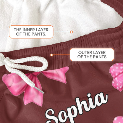 Coquette Bow Volleyball Custom Name, Number Gift For Volleyball Player, Volleyball Team - Personalized Lounge Pants