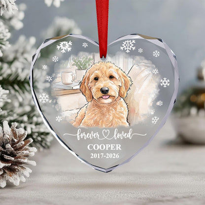 Forever Loved Memorial Pet Watercolor Photo - Personalized Ornament
