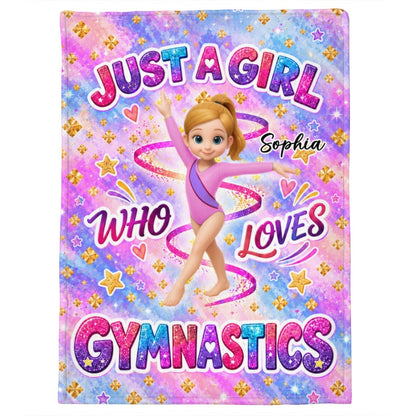 Pretty Gymnastic Girl Custom Name - Personalized Fleece Blanket - Christmas Gift For Gymnast, Daughter, Granddaughter