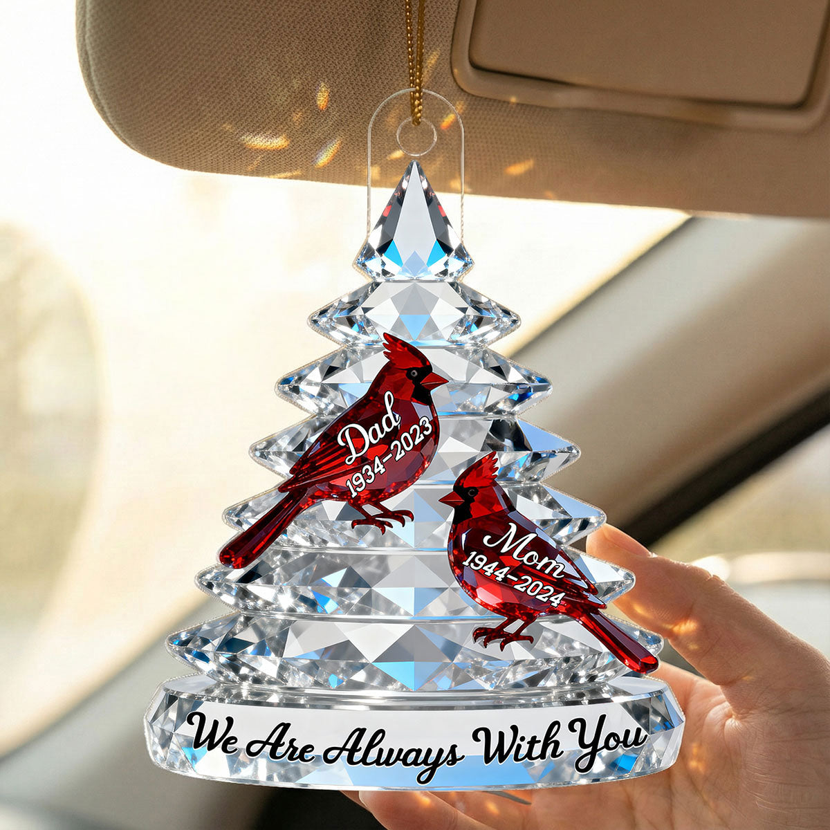 Memorial Tree Cardinals 2D Flat Printed - Personalized Acrylic Ornament - Remembrance Gift, Sympathy Gift For Whole Family, Extended Family
