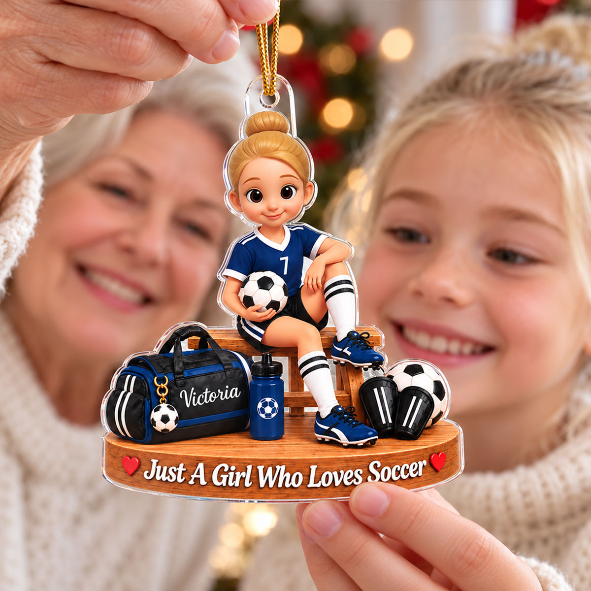 Just a Girl Who Loves Soccer - Personalized Acrylic Ornament - Christmas Gift for Daughter, Granddaughter, Niece