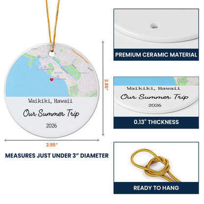 Custom Photo & Location Map Traveling Family Travel, Besties Vacation - Personalized Ornament