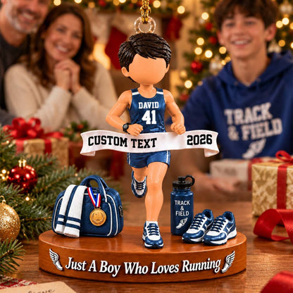 Just A Girl Who Loves Running Ornament, Personalized Track & Field Runner Christmas Ornament, Custom Name Gift Na02