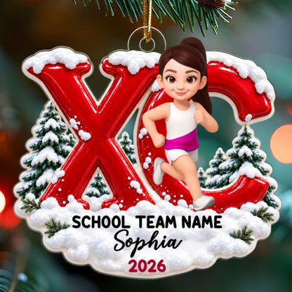 Trending Cross Country - Personalized Acrylic Ornament - High school Runner Keepsake, Custom Running Christmas Gift For Boy Girl Runner