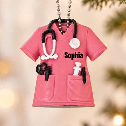 3D Printed Nurse Scrub Custom Name - Personalized 3D Printed Ornament - Christmas Gift For Nurse, RN