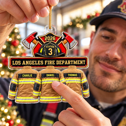 Firefighter Group Squad And Team - Personalized Acrylic Ornament - Christmas Gift For Firefighter Squad, Station, Department