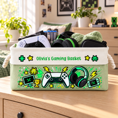 Gaming Gear Belongs Right Here - Personalized Storage Basket