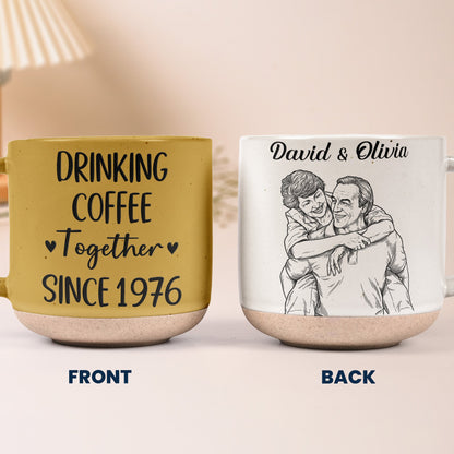 Drink Coffee Together Since Custom Photo Sketch Line Art - Personalized Mug