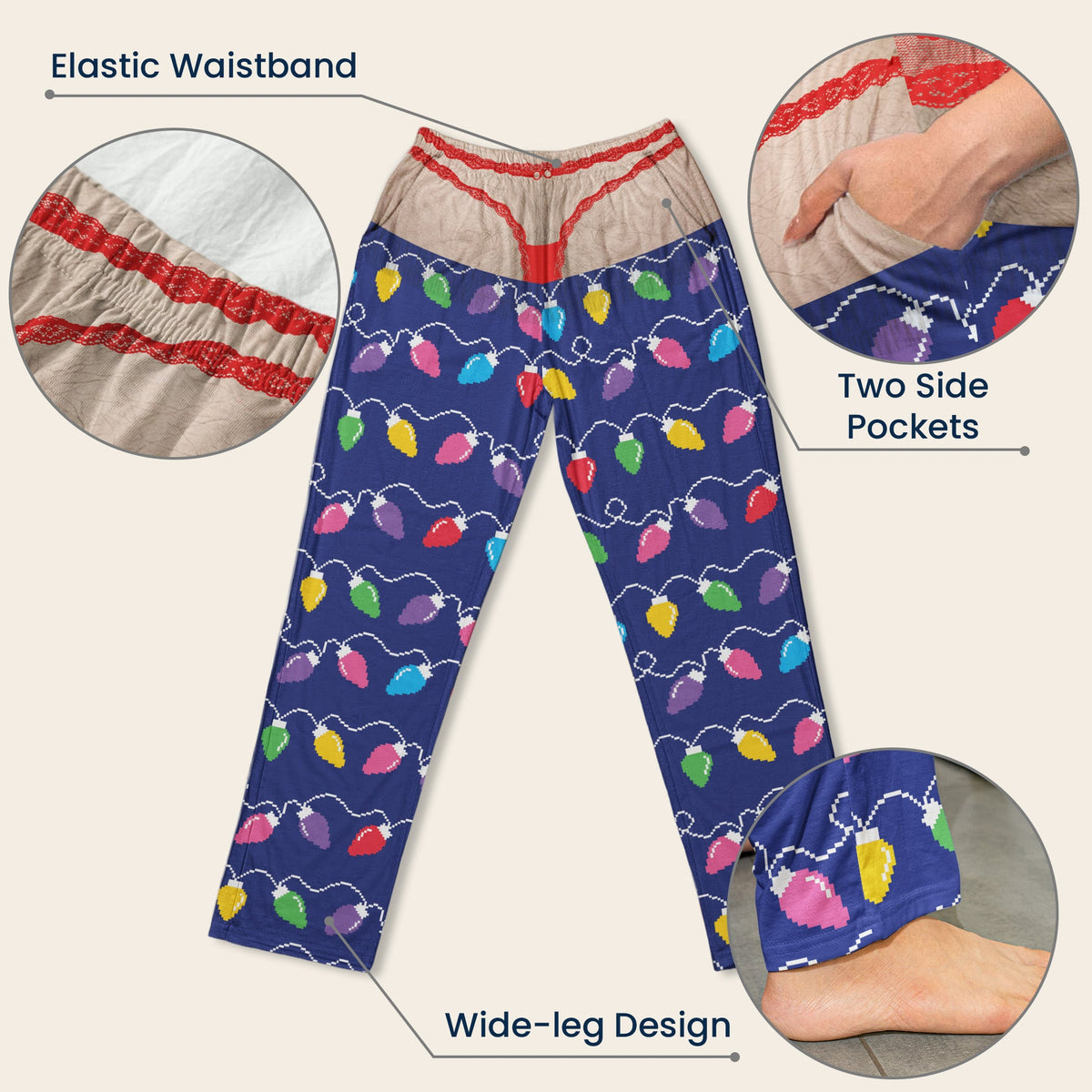 Custom Funny Pajama Pants, Novelty Thong Pajamas Christmas - Personalized Lounge Pants