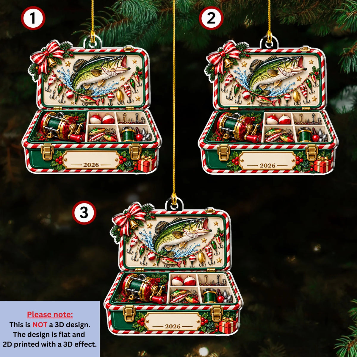 Fishing Tackle Box - Personalized 3D Effect Acrylic Ornament