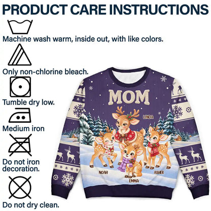 Christmas Gift For Grandma - Personalized Reindeer Grandkids Unisex Ugly Sweater