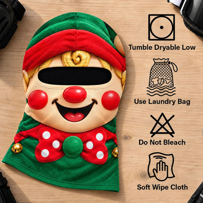Winter Skiing Gag Gift For Friends, Family Matching Gear - Personalized 3D Realistic Christmas Funny Face Balaclava Face Mask