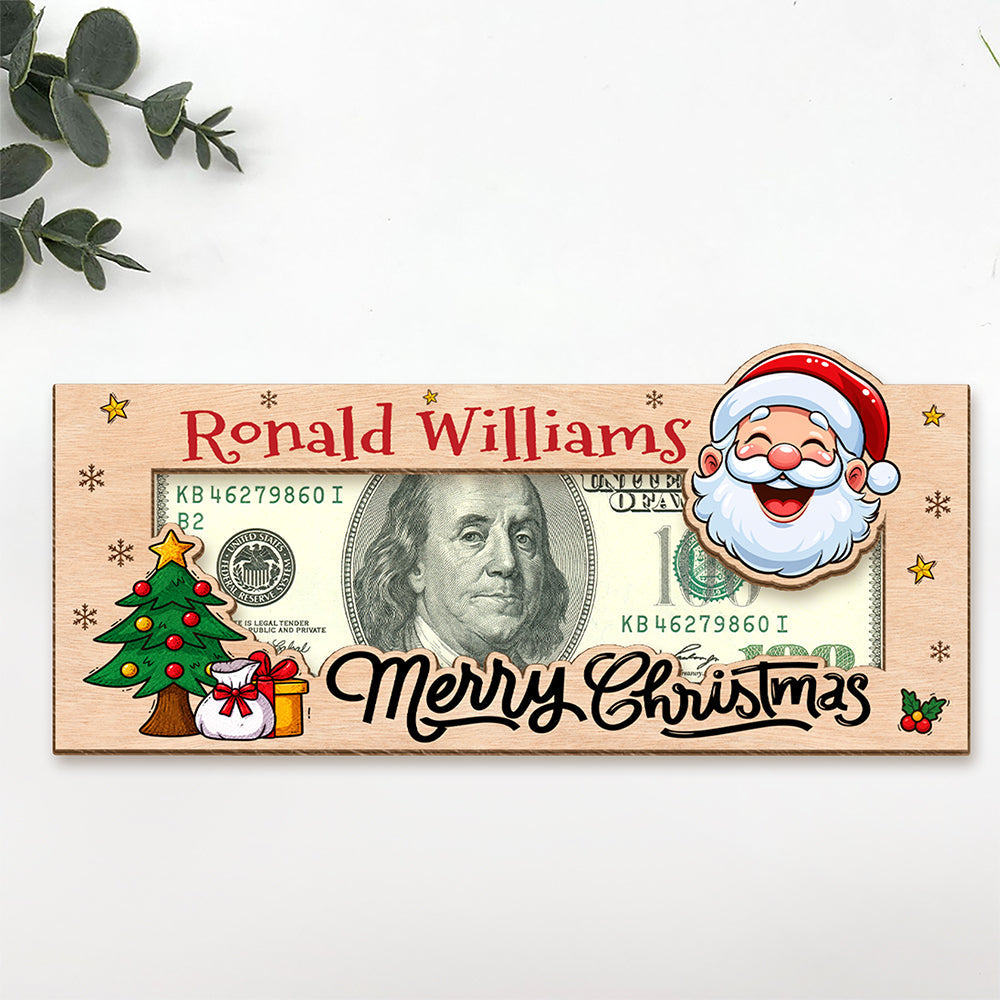 Customized Merry Christmas Cash Wood Money Holder Gift Box For Holiday CH07 180750