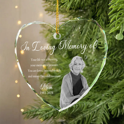 Custom Photo Memorial Ornament, Dad Mom Remembrance Christmas Ornament, Memorial Day Heart Glass Ornament, Mom Loss, Loss of Father Gift