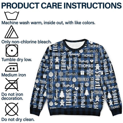 Matching Christmas Gift For Family - Personalized Member Names Unisex Ugly Sweater