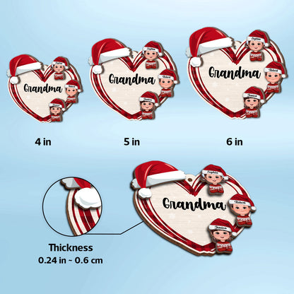 Christmas Grandma's Little Cute Kids Personalized 2-Layer Wooden Ornament